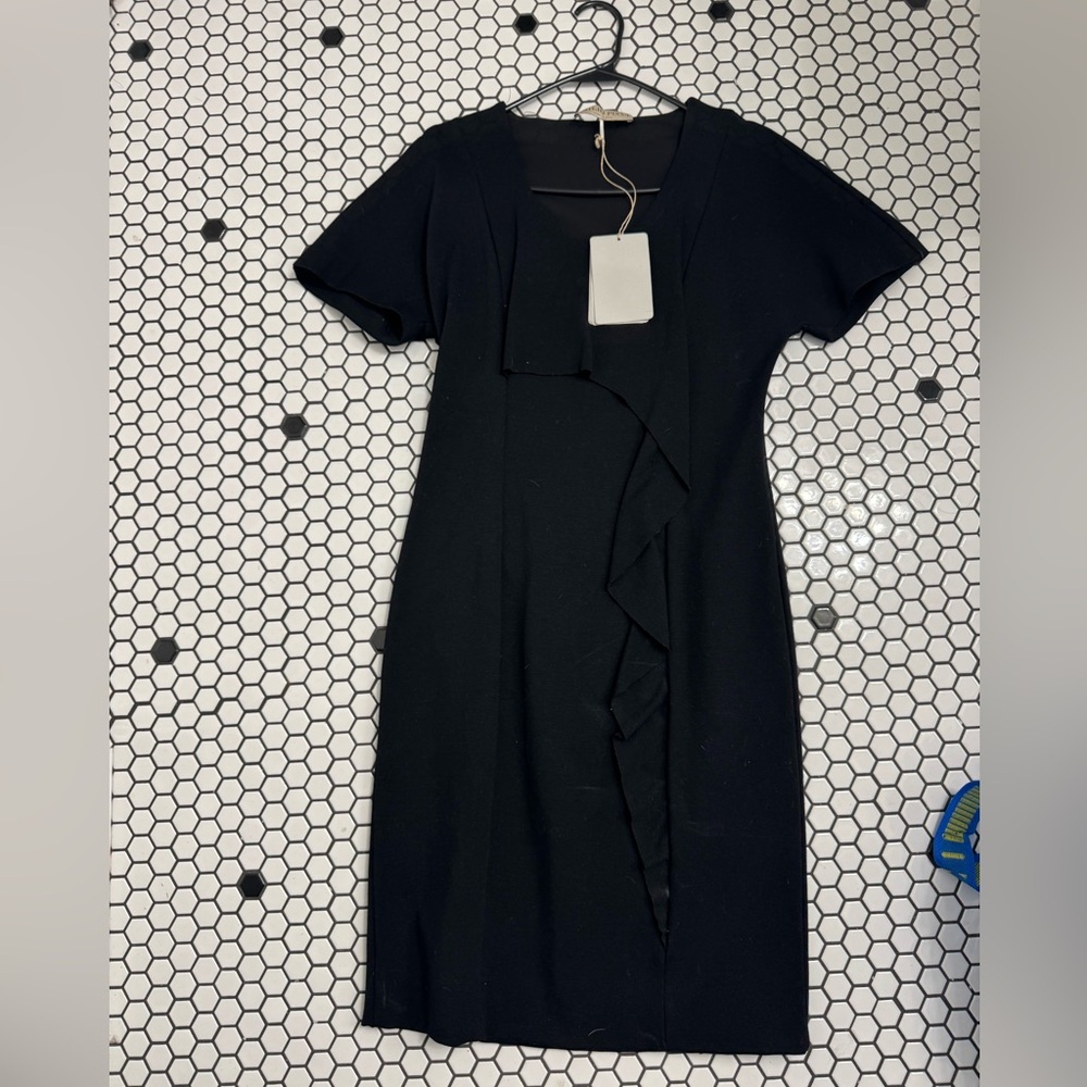NWT Emilio Pucci Black Dress with ruffle size 40